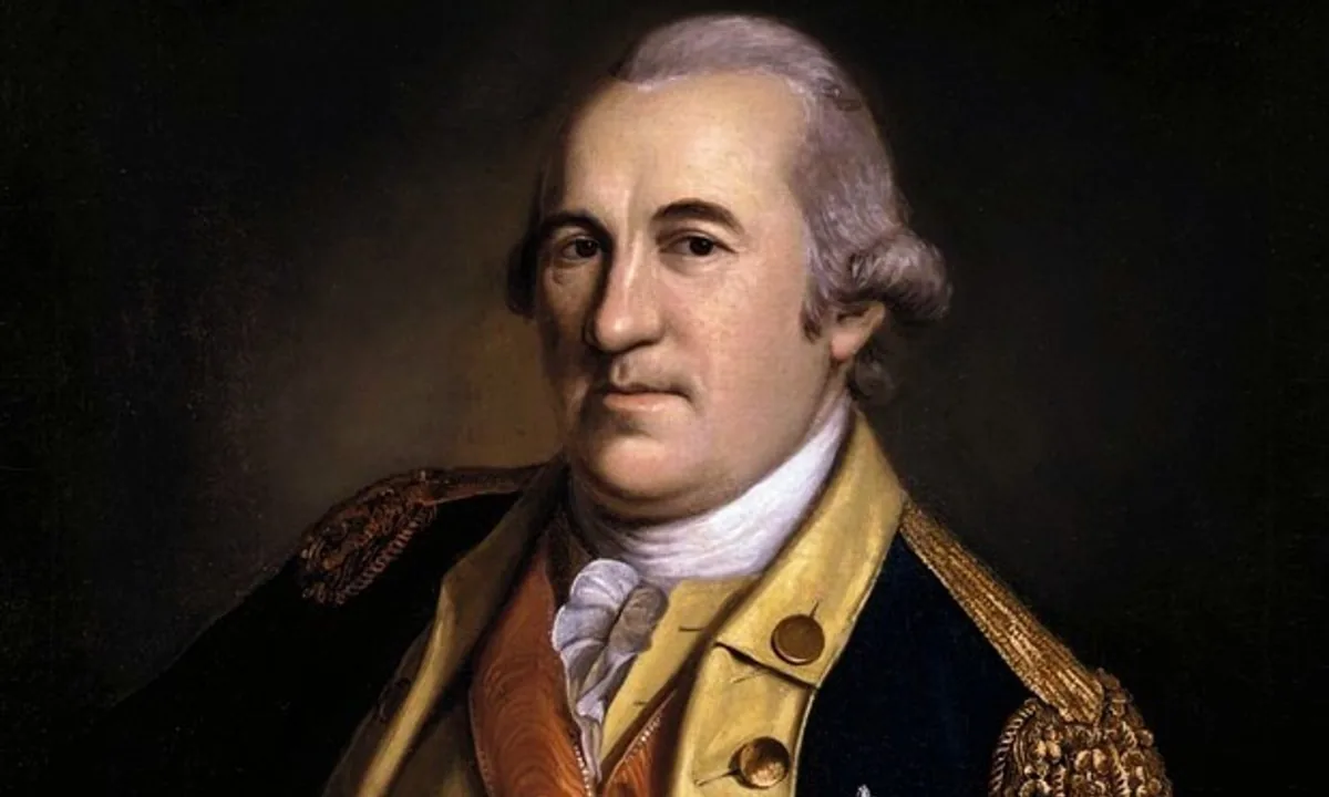 Portrait of a heavy-set officer in a blue coat with a star-shaped decoration on his chest.