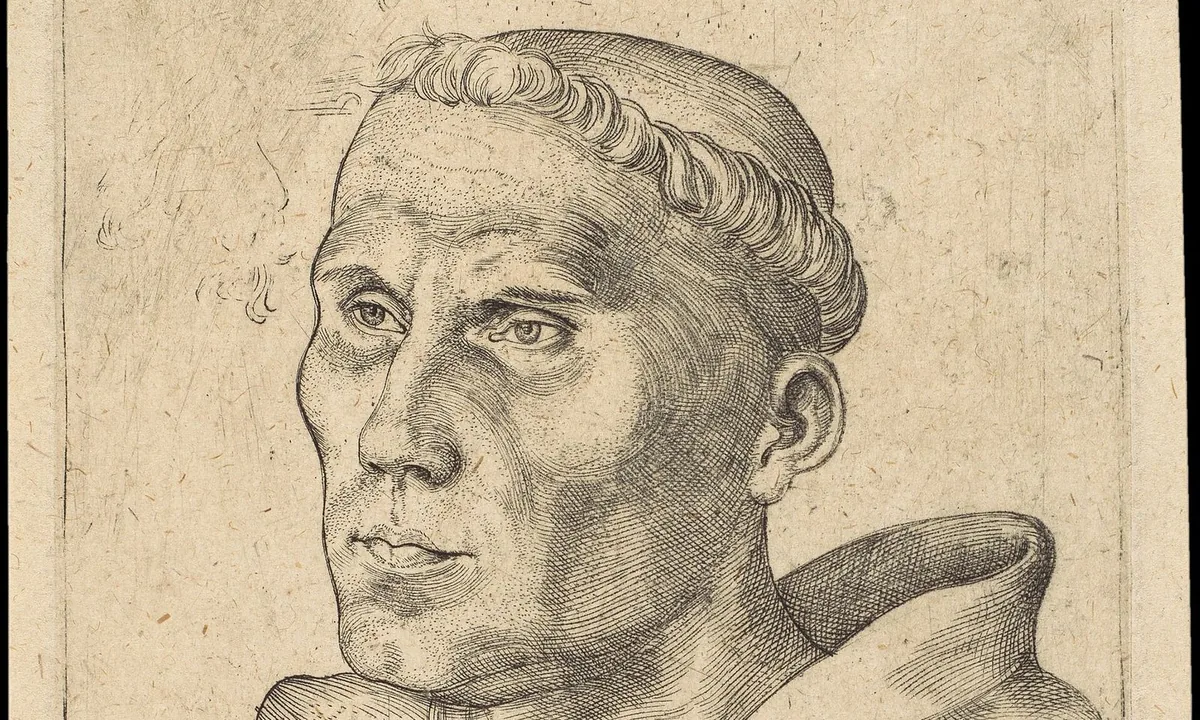 Engraved portrait of a heavy-faced man in a friar's hood and habit, looking to one side.
